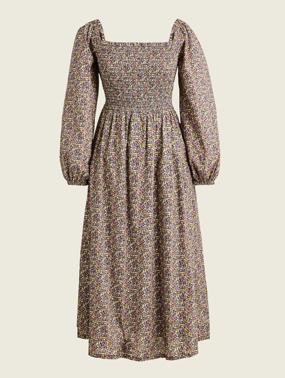 J. Crew X Liberty Fabric Purple Floral Smocked Midi Dress w/Puff Sleeves Size XS